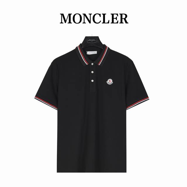 Moncler classic short-sleeved polo shirt with small label collar and webbing The