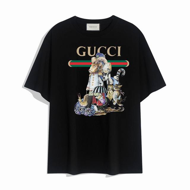 Gucci's new cat series short-sleeved T-shirt, the simple design looks particular