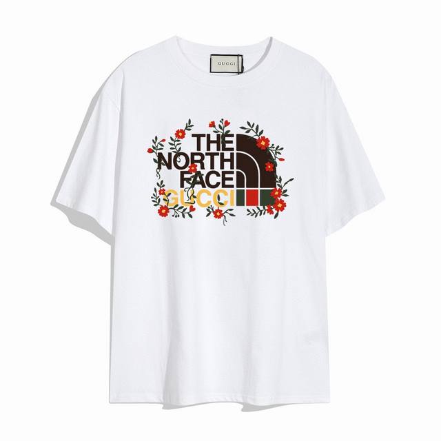 Gucci North Face flower letter short-sleeved T-shirt, simple design looks very g