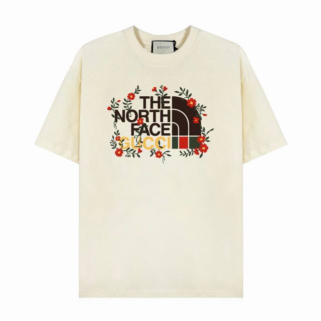 Gucci North Face flower letter short-sleeved T-shirt, simple design looks very g