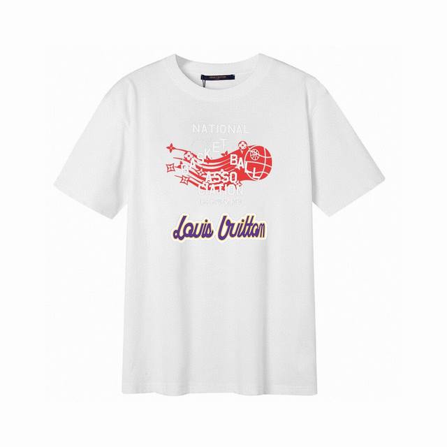 Lv new basketball letter short-sleeved T-shirt, simple design looks very generou