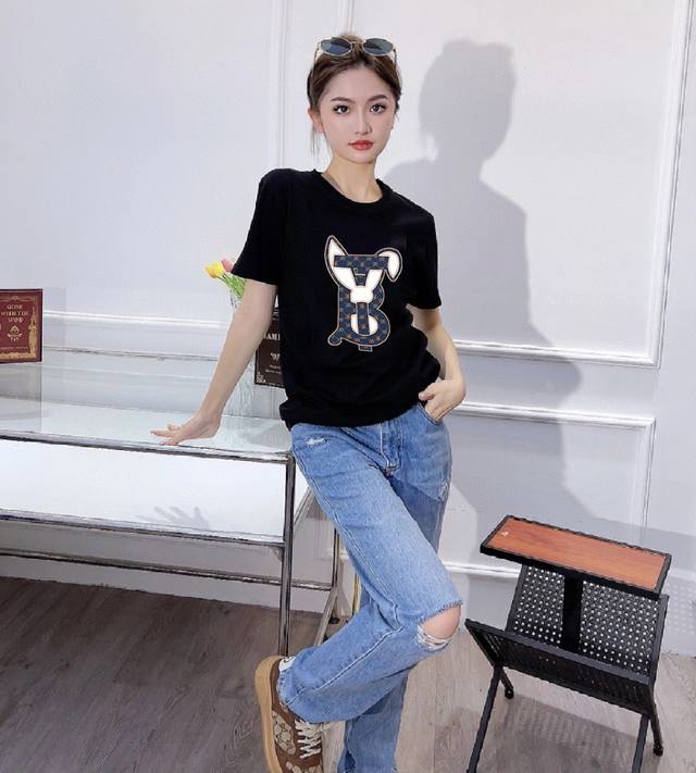 Burberry bunny letter print short sleeve top