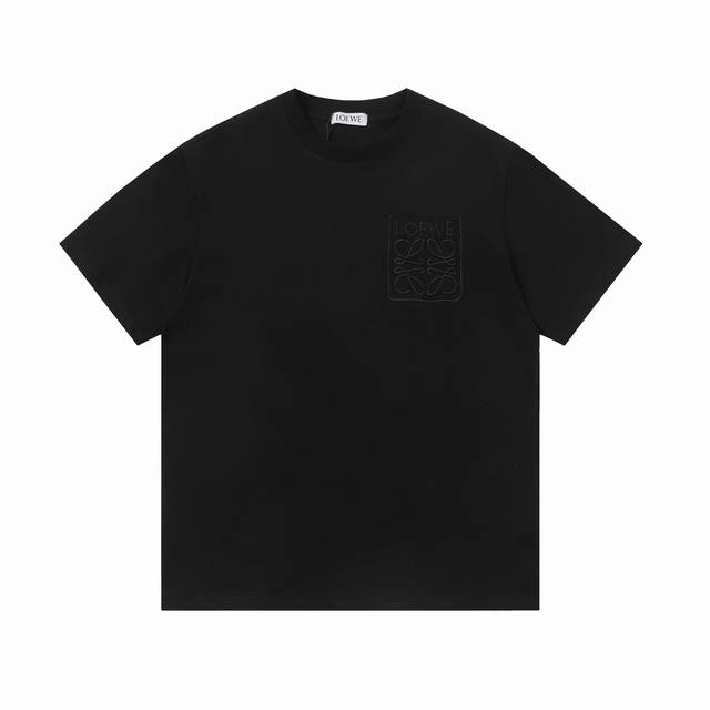 New High version Loewe classic logo embroidered pocket short sleeves 240g double