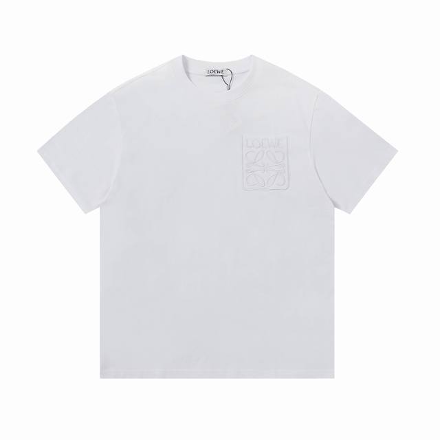 New High version Loewe classic logo embroidered pocket short sleeves 240g double