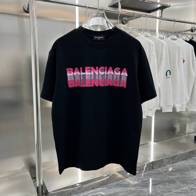Balsenciaga Ss red letter couple casual short-sleeved T-shirt Highest version! C