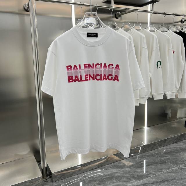 Balsenciaga Ss red letter couple casual short-sleeved T-shirt Highest version! C