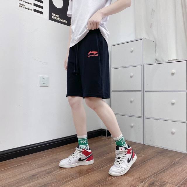 Cotton shorts Li Ning couple shorts new cotton terry sports loose men's breathab