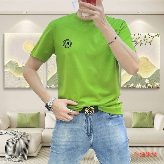 2025 Spring and Summer New T-shirt. Men's round neck classic logo beach pants us