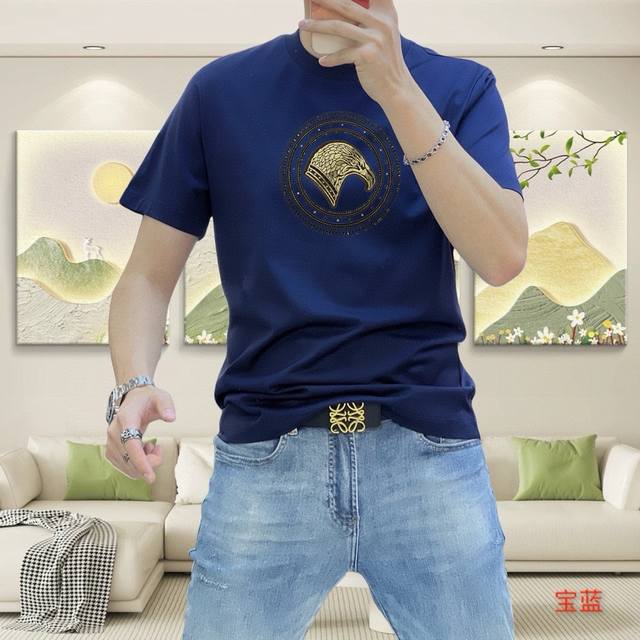 2025 Spring and Summer New T-shirt. Men's round neck classic logo beach pants us