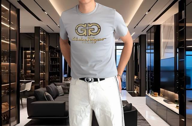 2025 Spring and Summer New T-shirt. Men's round neck classic logo beach pants us
