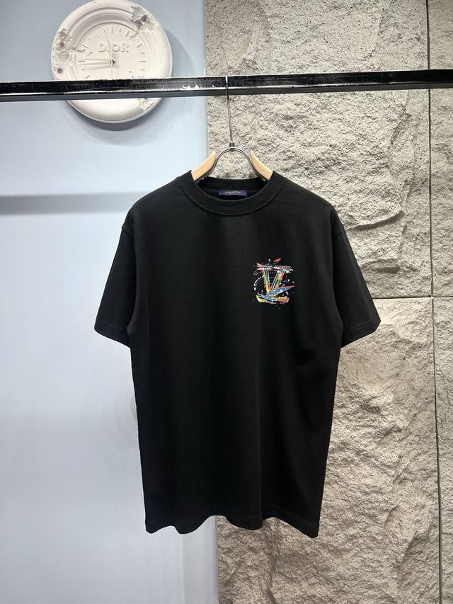 2025 Spring and Summer New T-shirt. Men's round neck classic logo lapel uses imp