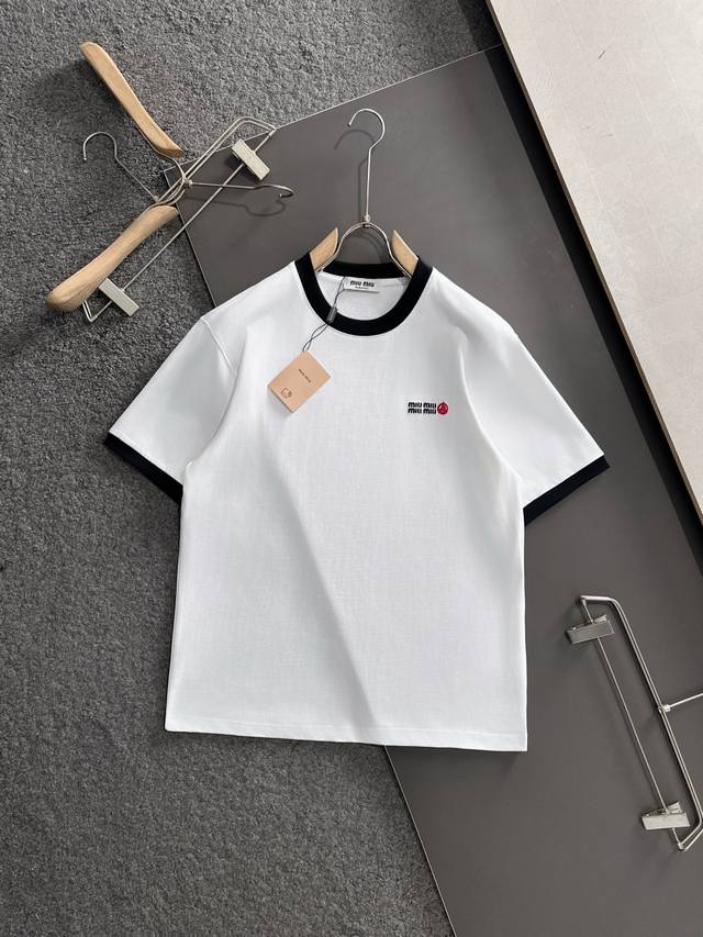 Hermes 2025Ss spring and summer slightly wide round neck short-sleeved T-shirt,