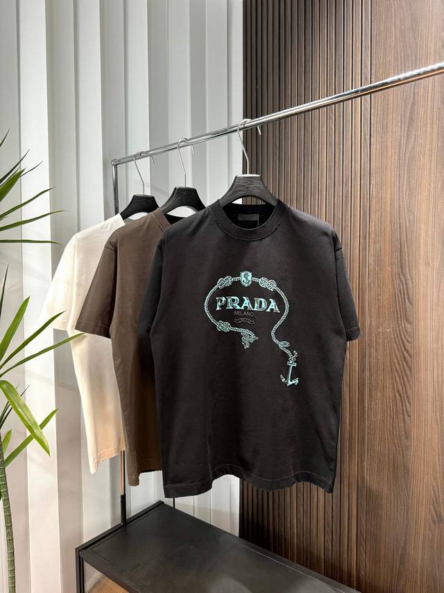 Prada exclusive supply of new original men's casual short-sleeved high-end custo