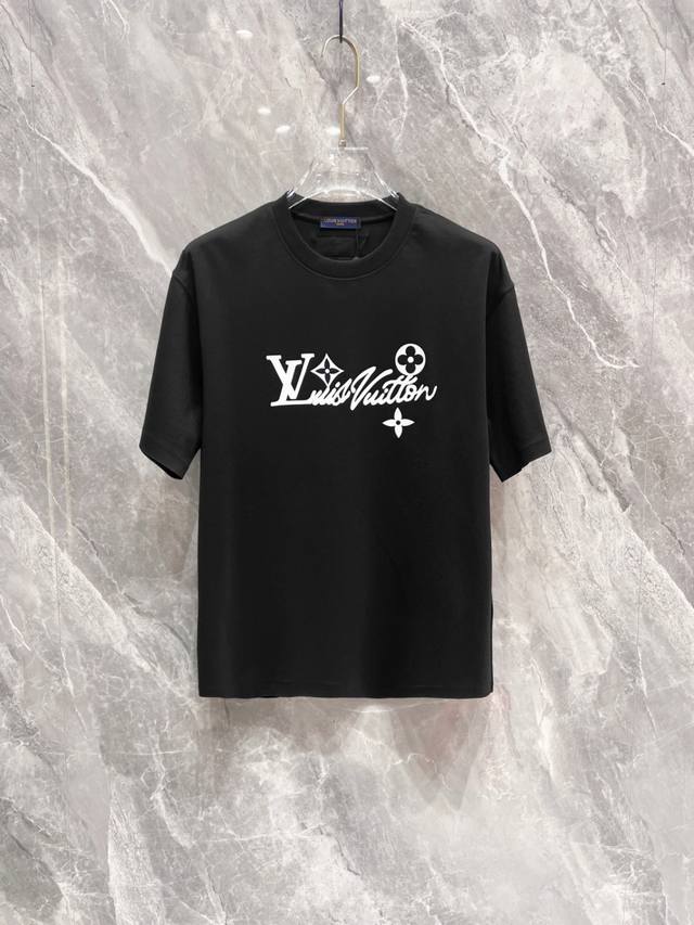 Giv 25Ss Spring and Summer new embroidered letter round neck short sleeves; unis