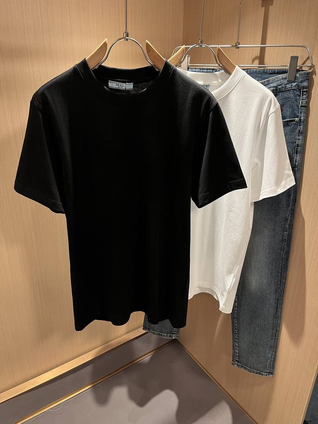 Counter model Prad... 2025 new trendy brand short-sleeved T-shirt S-2Xl Slightly