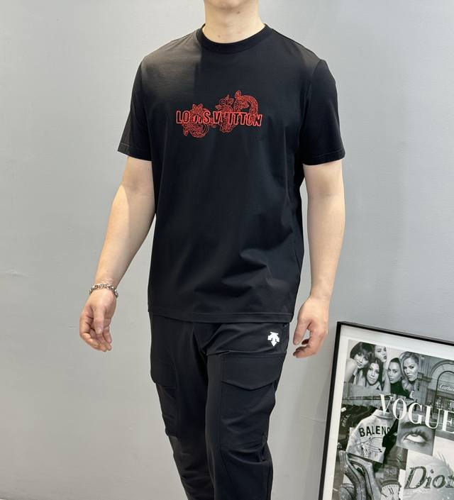 P*Ada Prada 2025 spring and summer new original men's round neck short-sleeved T