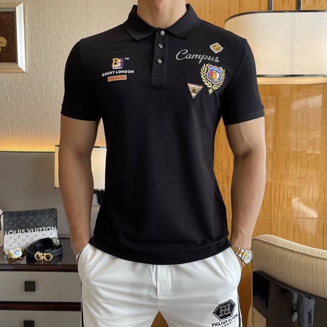 Loewe small embroidery new summer men's lapel short-sleeved Polo shirt, custom f