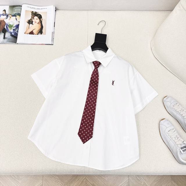 2025 new product Real shot of Miu spring and summer new round neck T-shirt; Made