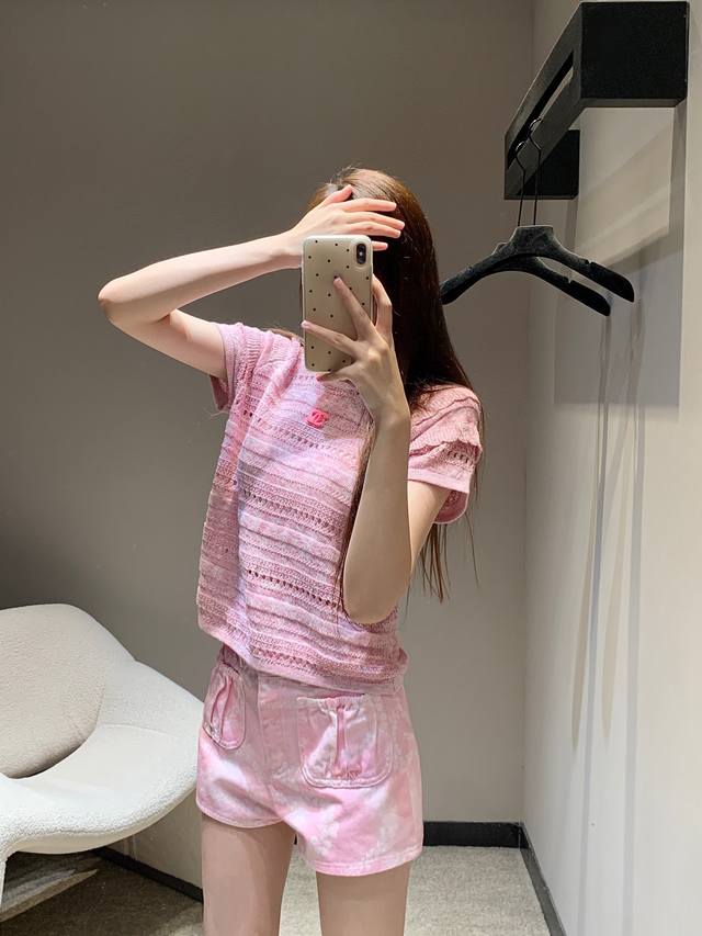 Miu25 new high-grade elastic lace waistband heavy velvet fabric back pocket patc