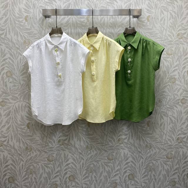 Pra! Specialty model! Round neck mercerized cotton short-sleeved T-shirt with em