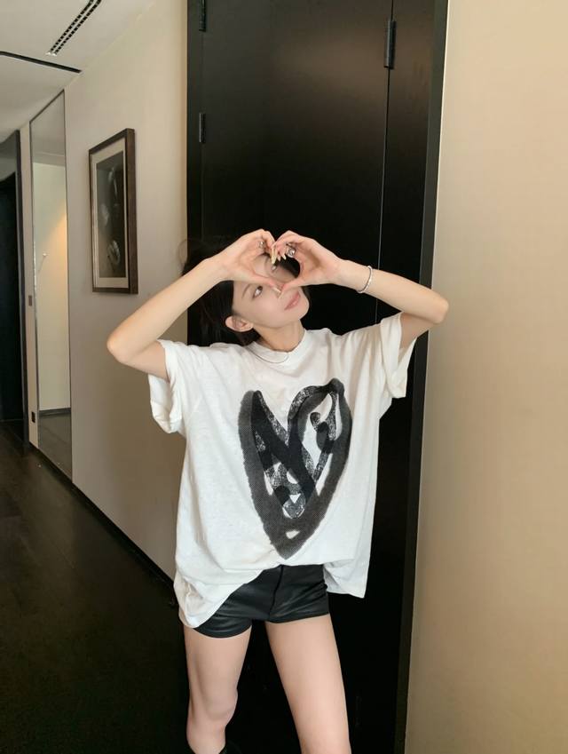 Balenciaga 24Ss latest white ink direct printing short-sleeved T-shirt New fabri