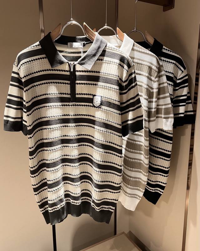 Chane*25 Spring and Summer new knitted round neck short sleeves classic contrast