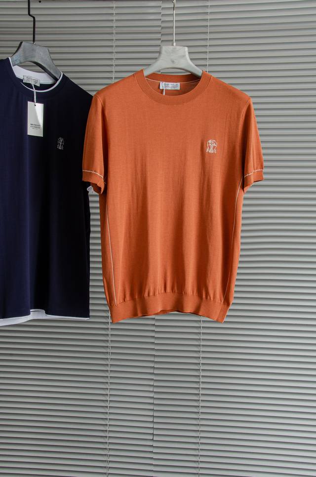 Style No. 20253606 Loew* new logo embroidery colorblock striped hollow short-sle