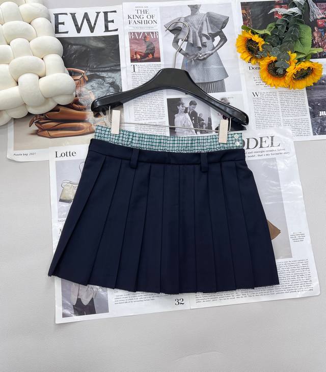 Mc 25Ss Spring and summer new retro denim washed denim dress with leather label