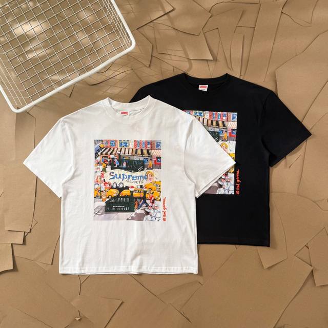 Supreme Ss25 Week 19 Manhattan Tee Cartoon Letters Manhattan City Downtown Stree