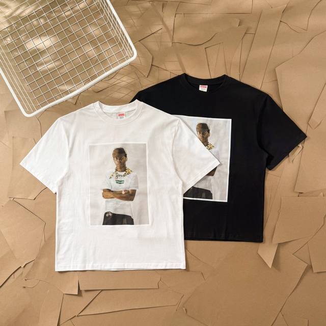 Supreme rapper printed round neck short-sleeved T-shirt 2025 American fashion br