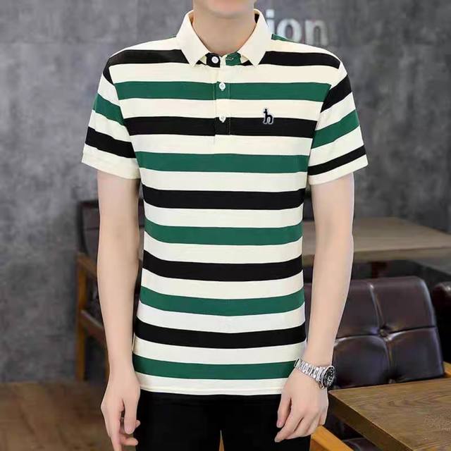 for Hazzys new summer men's striped color casual short-sleeved T-shirt loose bre