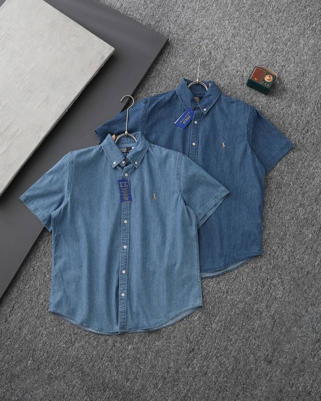 Top replica Ralph Lauren Ralph Lauren denim short-sleeved shirt T-shirt for men