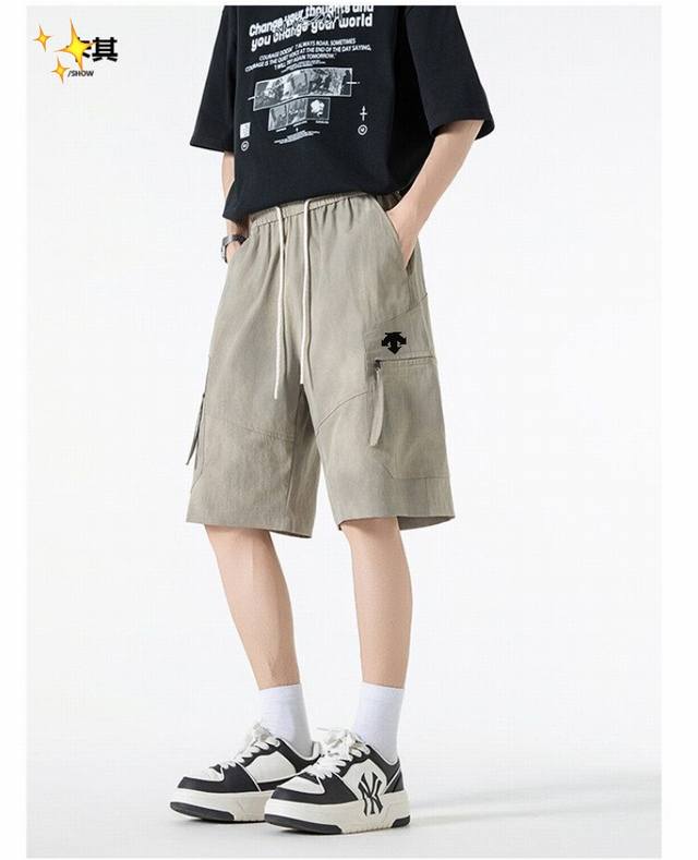 for Descente 25 summer new tie-dyed dirty workwear shorts sports casual shorts T