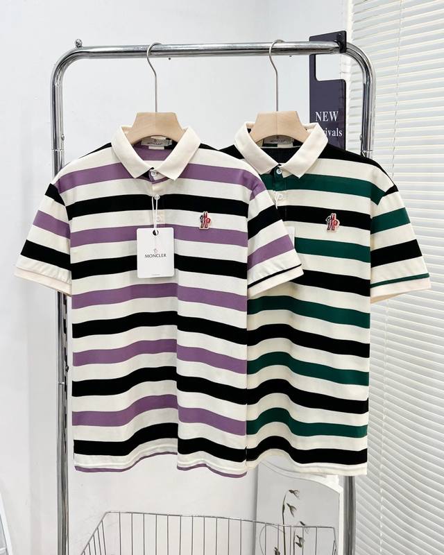 Moncler scissor label new summer men's striped color casual short-sleeved T-shir