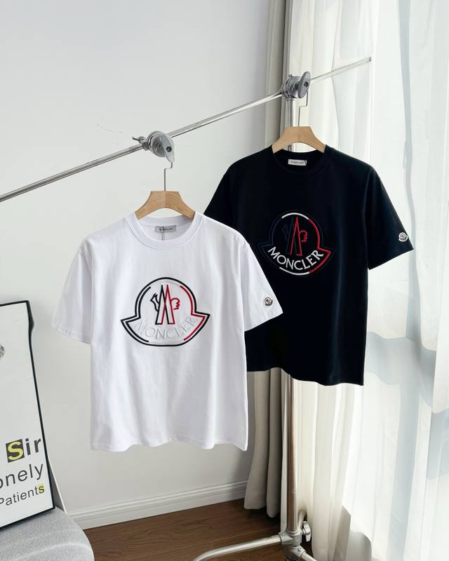 Pure Original Top Original Replica - Moncler Logo Embroidered Short Sleeve T-shi