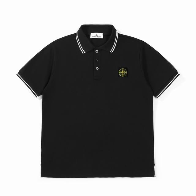 for Stone Island Stone Island contrast color embroidered short-sleeved Polo shir