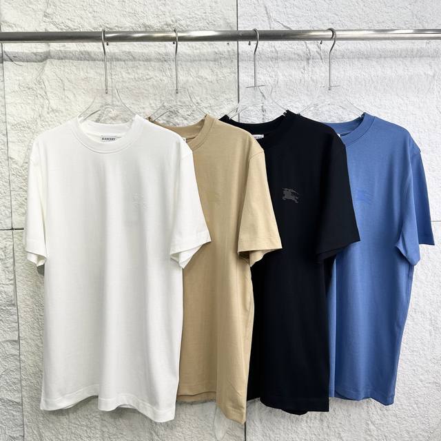 Code 0307725 Burberry Ss25 flocked war horse four-color disc Logo couple T-shirt