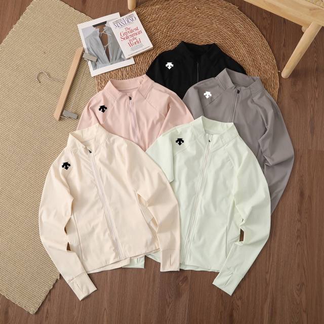 Descente Stand Collar Sun Protection Jacket Color: Black, Beige, Dark Gray, Pink