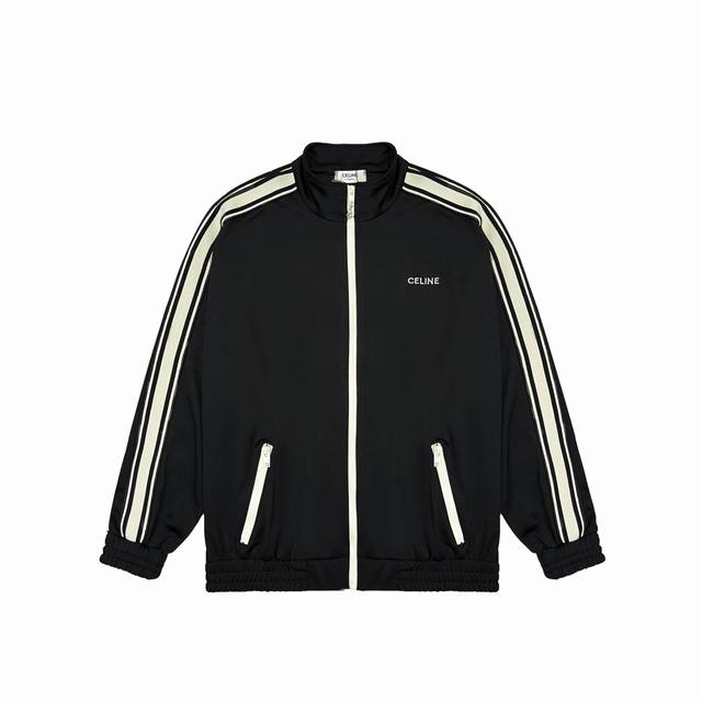 Celine's new retro sports style jacket with embroidered ribbon on the chest pant