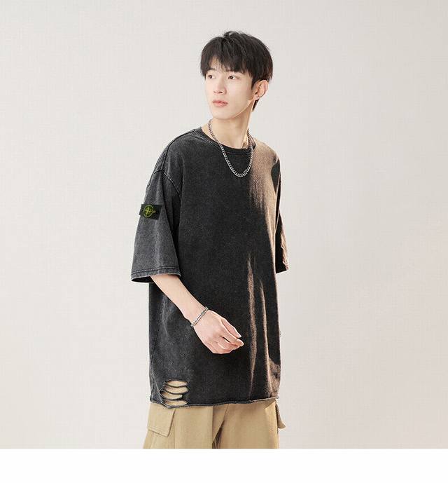 Stone Island Overseas Edition 25Ss New Seven-color Heavy Washed Hole Distressed