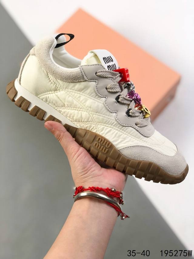 Corporate-level Miumiu 2025 early spring fashion new canvas sneakers Double shoe
