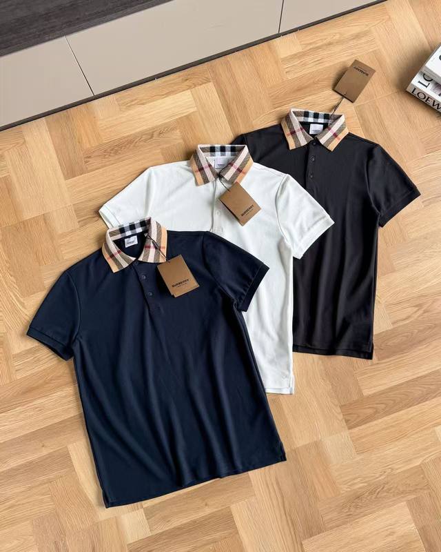 Burbberry 2025 new classic plaid splicing Polo shirt T-shirt High version, high-