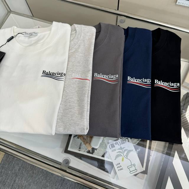 Balenciaga Blcg classic wave print short-sleeved T-shirt for men and women coupl