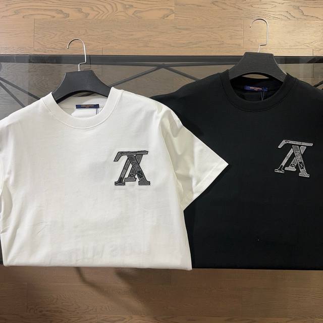 Lv Louis Vuitton 2025 spring and summer new embroidered Logo letter short-sleeve