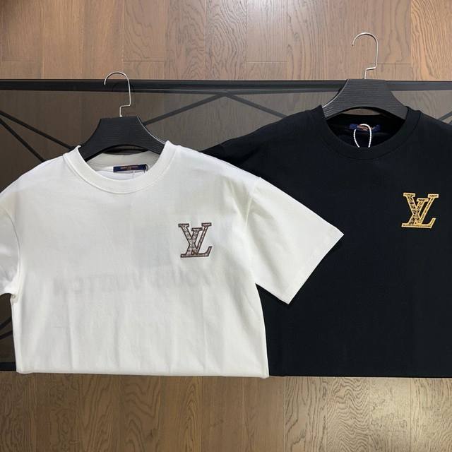 Lv Louis Vuitton 2025 spring and summer new embroidered Logo letter short-sleeve