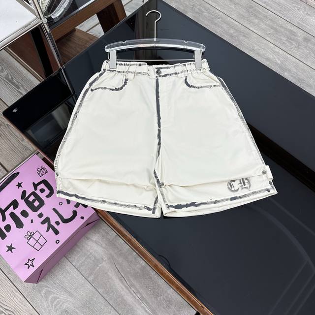 Chrome Hearts 25Ss new pleated patchwork shorts Sketch hand-painted prints New i