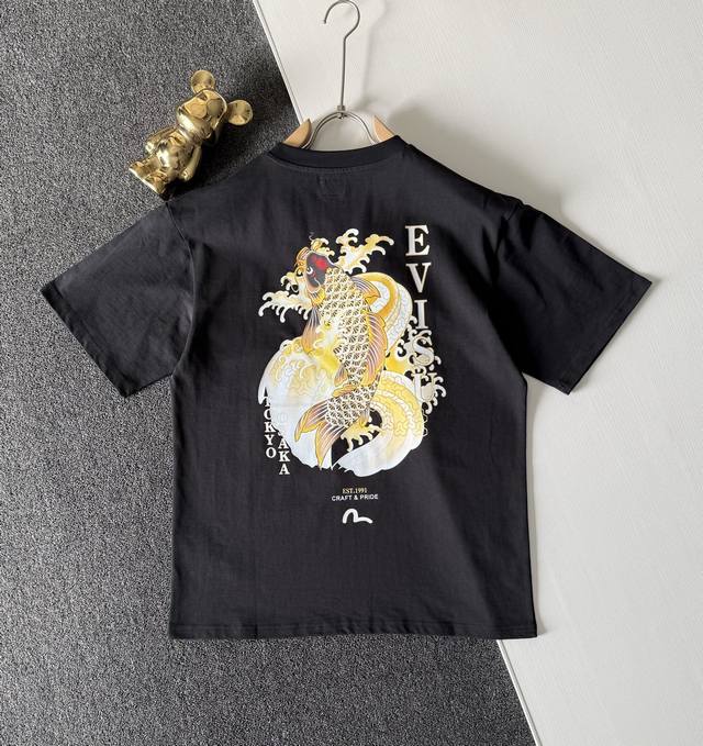 Top version Evisu Fushen Koi Totem Printed T-shirt! 25Ss new summer product. Imp