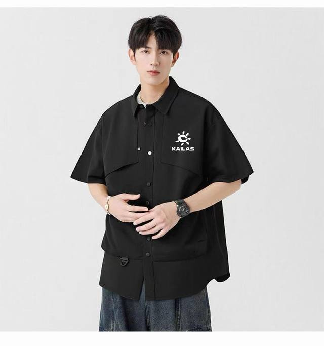 for Kailas workwear multi-pocket short-sleeved shirt, moisture absorption, quick
