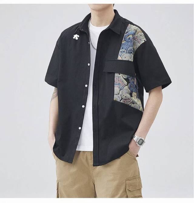 for Descente 25 new summer Hong Kong style men's workwear multi-pocket color mat