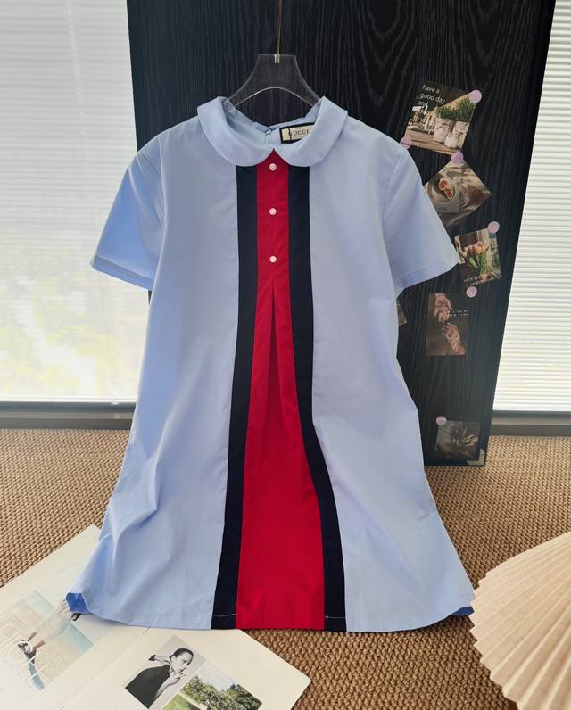 Price: Product name: Gucc* Gujia Fresh Blue Baby Collar Dress Size: SML Color: F